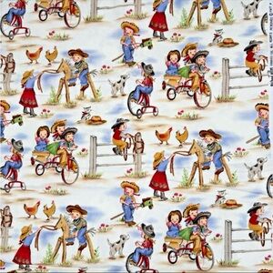 Michael Miller Fabric Lil Cowgirl Brushed Cotton Flannel 1 yard + 22" x 42" HTF